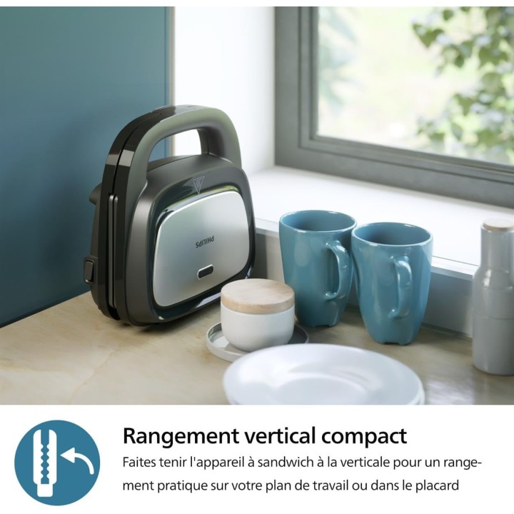 Appareil à sandwichs Philips 3 plaques interchangeables - Croque-monsieur, panini, gaufres 750W