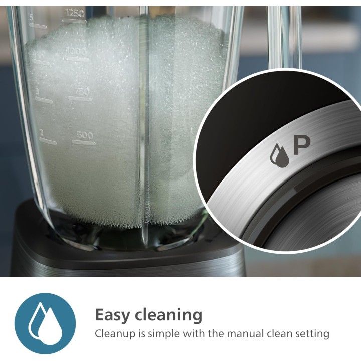 Blender Philips 1200W ProBlend Plus – Bol en verre 2L – Nettoyage facile – Noir