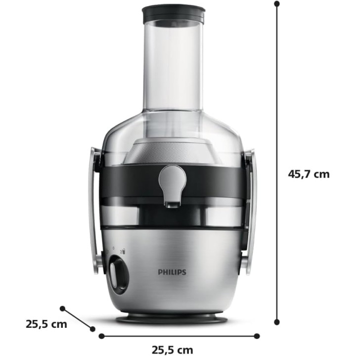 Extracteur de jus Philips FiberBoost - Cheminée XXL, QuickClean, 2L, 1100W, métal