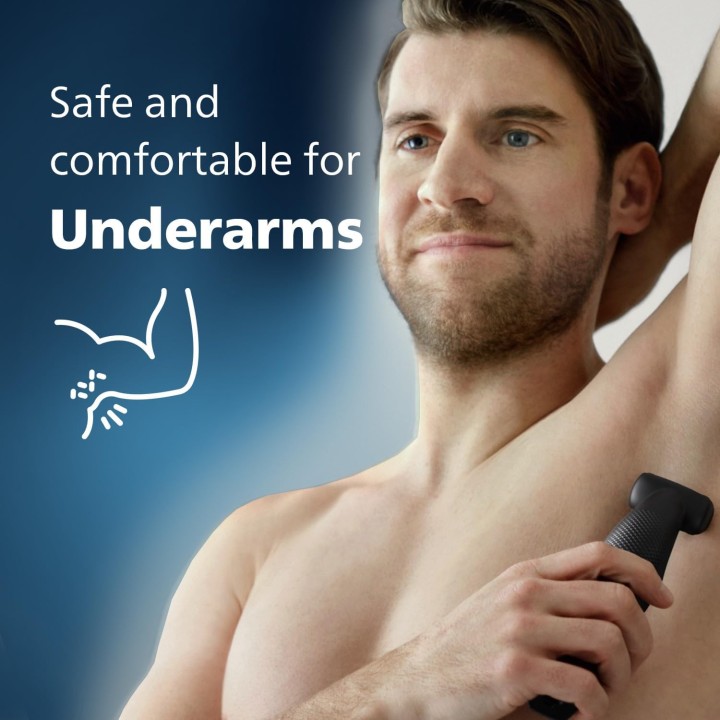 Tondeuse corps homme Philips Series 5000 - étanche, autonomie 60 min, manche dos