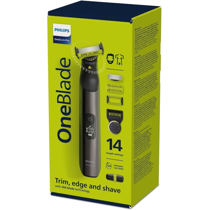 Tondeuse barbe Philips OneBlade Pro QP6651/61 - Wet & Dry inox gris