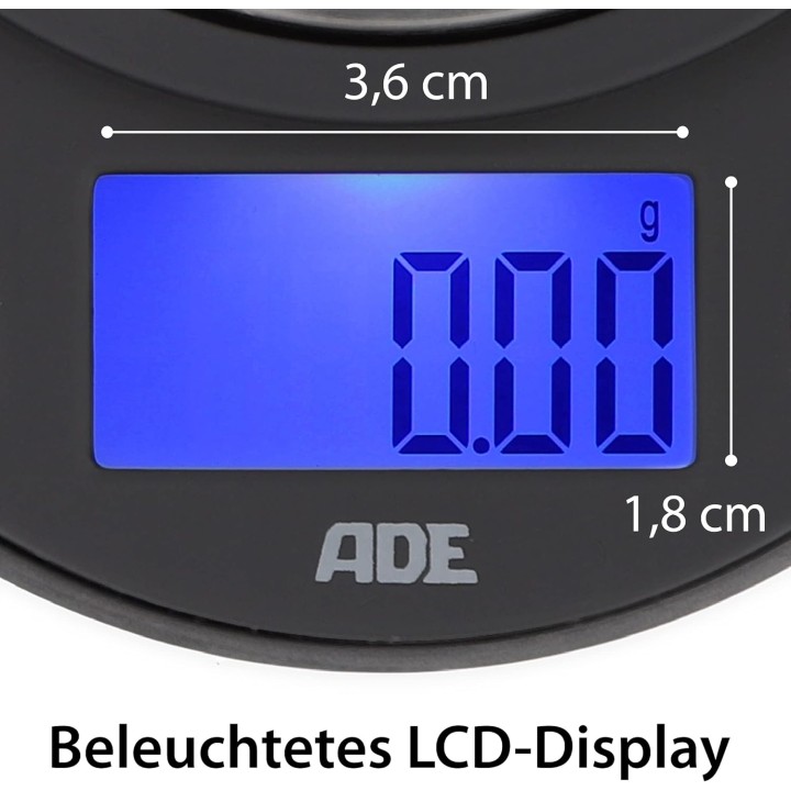 Balance de précision digitale 0,01g ADE TE1700 - Acier brossé noir compacte
