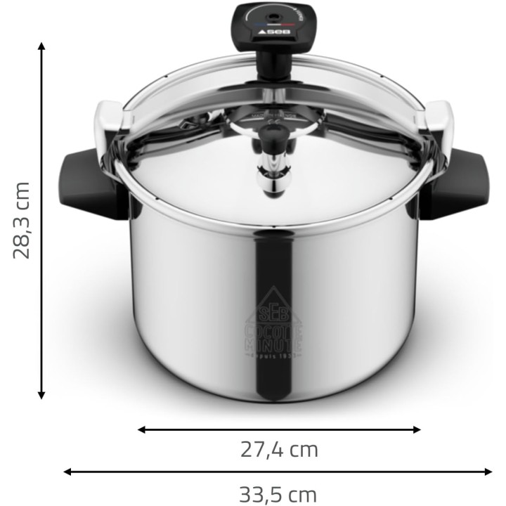 Cocotte-minute inox 9L éco-conçue SEB – Sécurité, induction, fabrication française