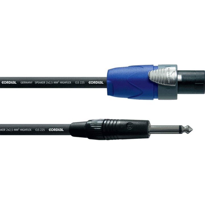 Câble haut-parleur Speakon - 6,35 mm 5 m robuste Cordial audio professionnel