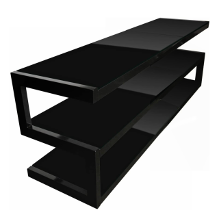 Meuble TV/AV NorStone Esse 140 cm - 3 étagères verre trempé noir - Acier laqué