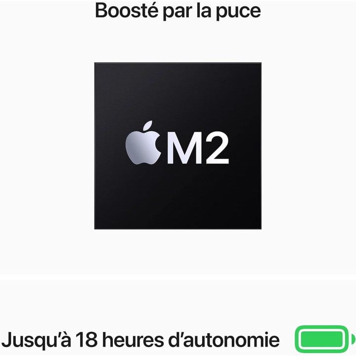 MacBook Air Apple 13,6 pouces M2 ultra-fin - 16 Go RAM, 256 Go SSD, Noir