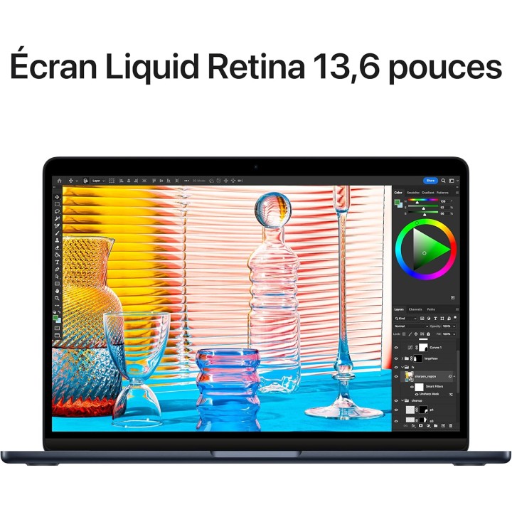 MacBook Air Apple 13,6 pouces M2 ultra-fin - 16 Go RAM, 256 Go SSD, Noir