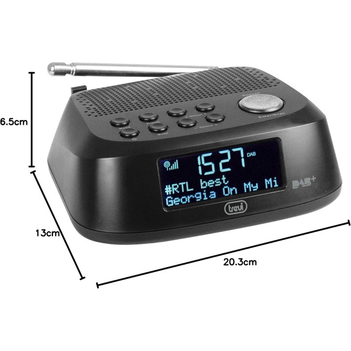 Radio-réveil numérique DAB/DAB+ FM avec alarme et écran LED Trevi - Noir