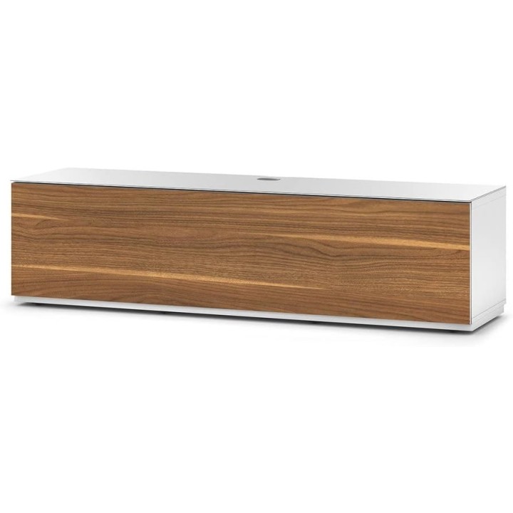 Meuble TV design moderne SONOROUS ST-160 - Noyer et blanc laqué - 75 pouces - portes push