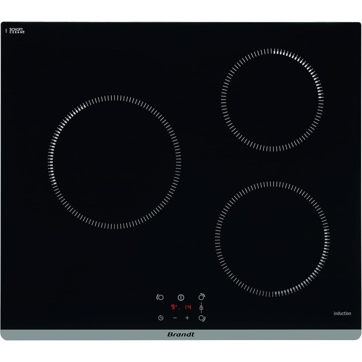 Table de cuisson induction 3 foyers - Commandes tactiles - Noir - Brandt