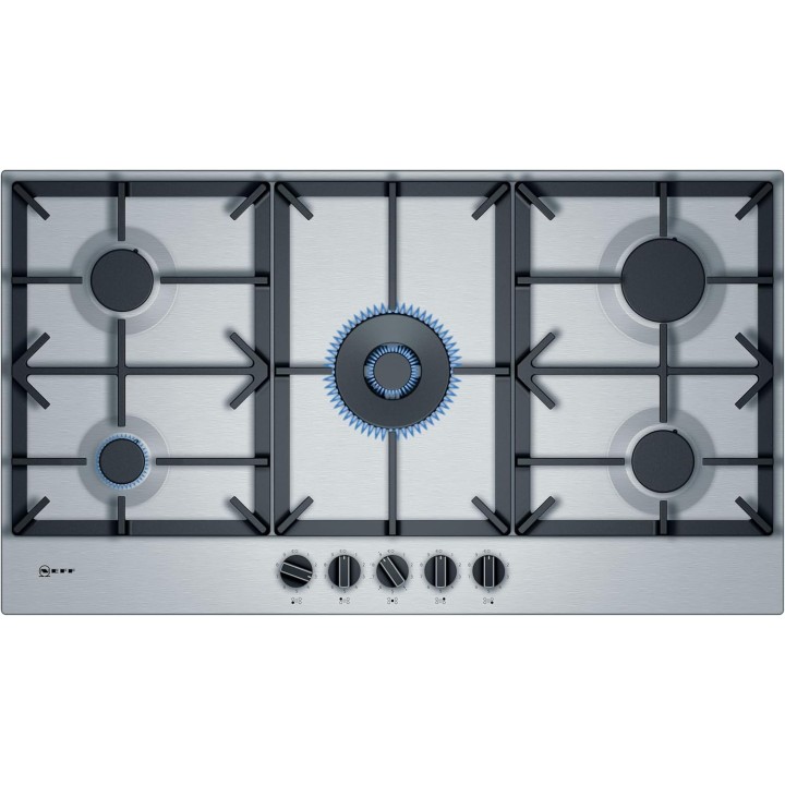Table de cuisson gaz 5 foyers inox - Allumage automatique et grilles fonte