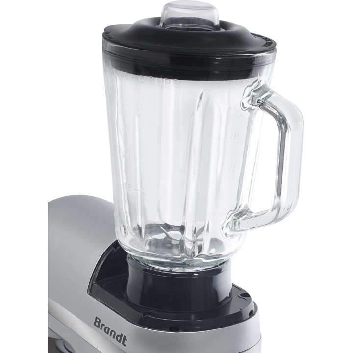 Robot pâtissier multifonction 4L 650W Brandt - 4 en 1 avec accessoires - Gris