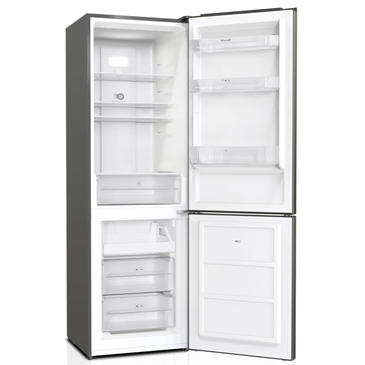 Réfrigérateur combiné No Frost inox - Brandt BFC8600EX, grande capacité