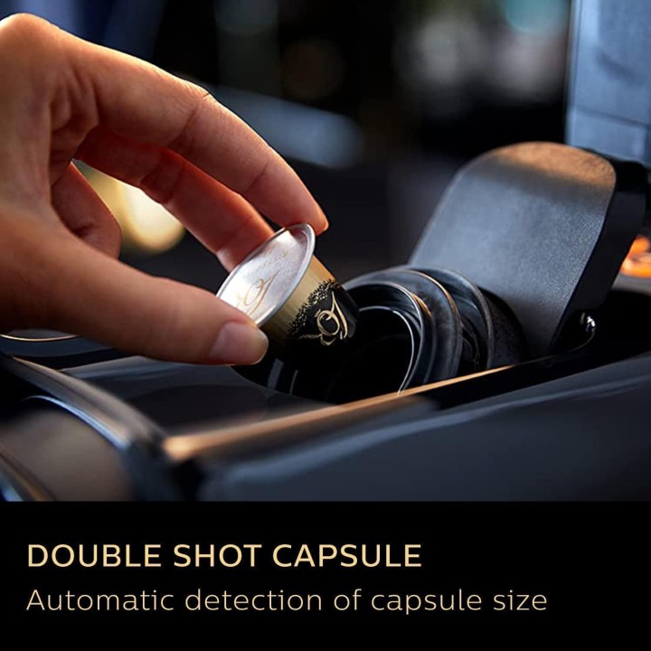 Machine à café à capsules Philips - Double expresso, 19 bars, compatible Nespresso - Rouge