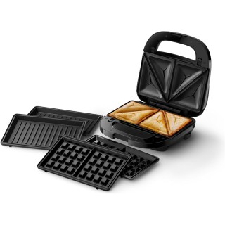 Appareil à sandwichs Philips 3 plaques interchangeables - Croque-monsieur, panini, gaufres 750W