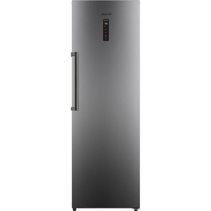 Réfrigérateur 1 porte froid ventilé 355L inox antistatique Brandt BFL8620NA noir