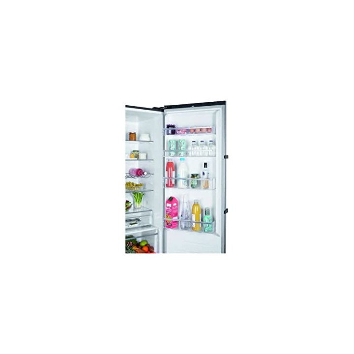 Réfrigérateur 1 porte froid ventilé 355L inox antistatique Brandt BFL8620NA noir