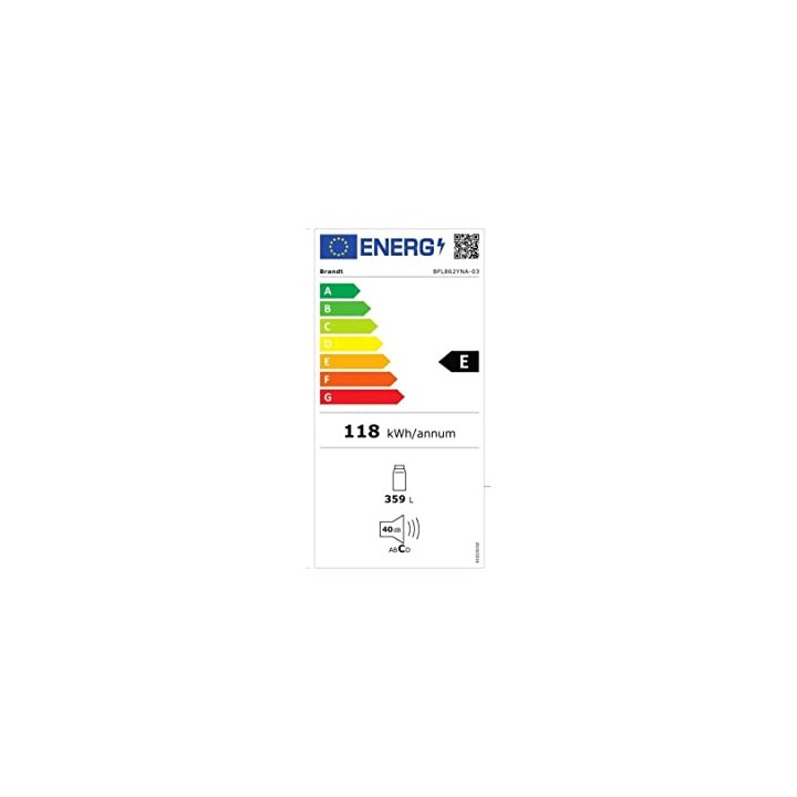 Réfrigérateur 1 porte froid ventilé 355L inox antistatique Brandt BFL8620NA noir