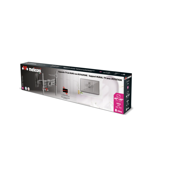 Support mural TV orientable et inclinable Meliconi GhostSlim R400 Plus - VESA 200/300/400