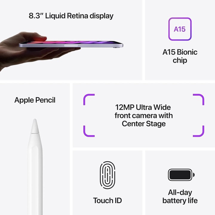 Tablette tactile Apple iPad mini 6 Wi-Fi 64 Go 8,3 pouces gris sidéral