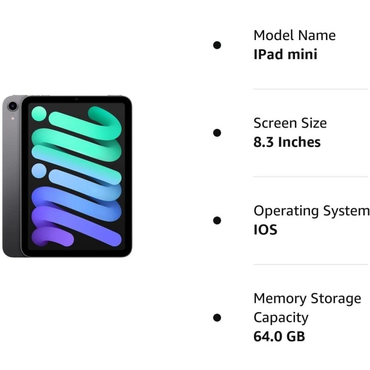 Tablette tactile Apple iPad mini 6 Wi-Fi 64 Go 8,3 pouces gris sidéral