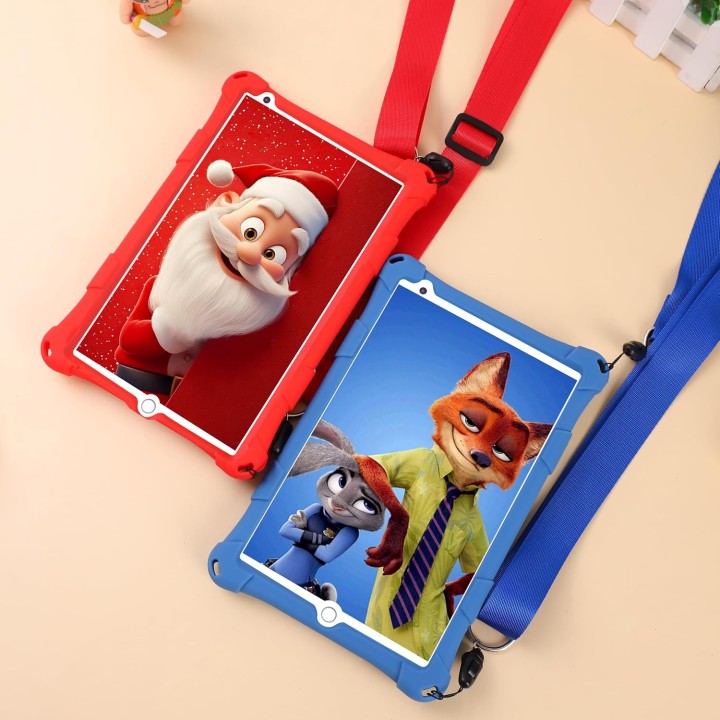 Tablette enfant 8 pouces Android 13 - Étui antichoc, 16Go RAM, 128Go, bleu