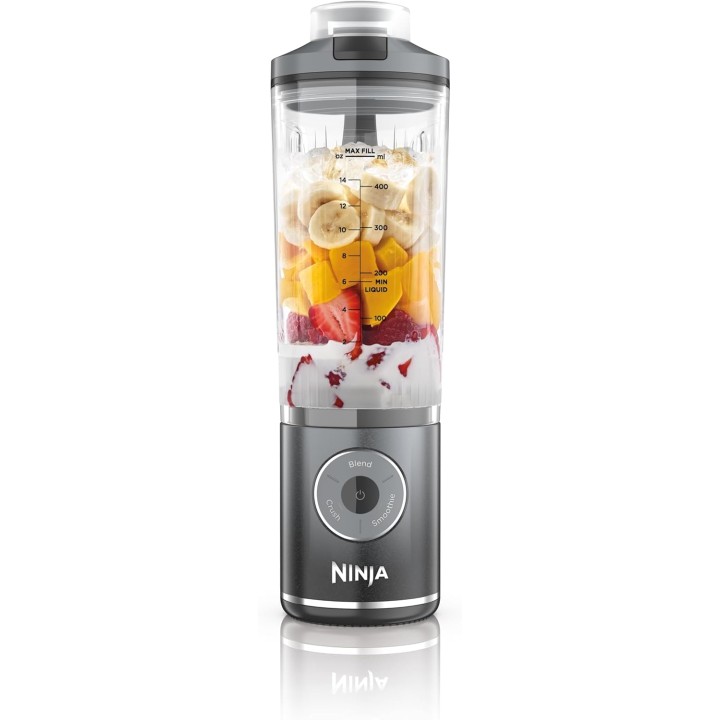 Blender portable Ninja Blast Max 570 ml - 3 modes, rechargeable USB, gris
