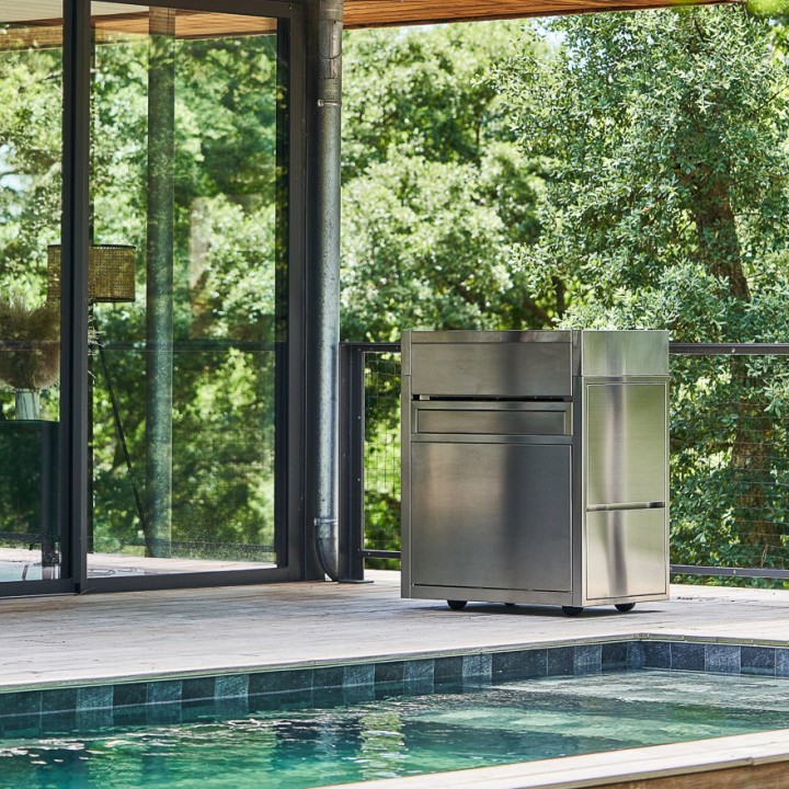 Chariot plancha Premium Forge Adour – Acier inoxydable – Tablettes rabattables