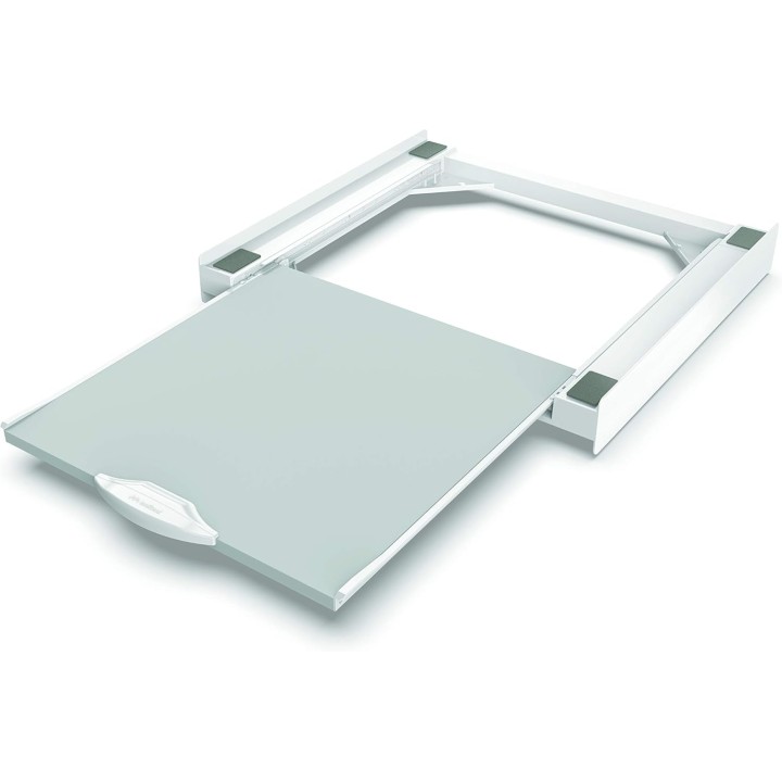 Kit de superposition lave-linge sèche-linge avec tablette coulissante et sécurité - Blanc