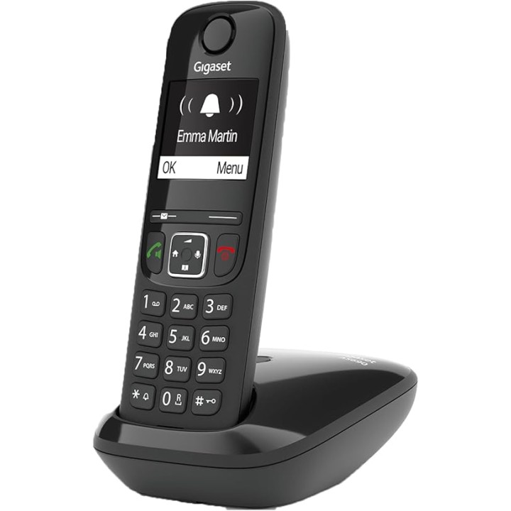 Téléphone sans fil Gigaset AS690 - grand écran, mains libres, grandes touches, noir
