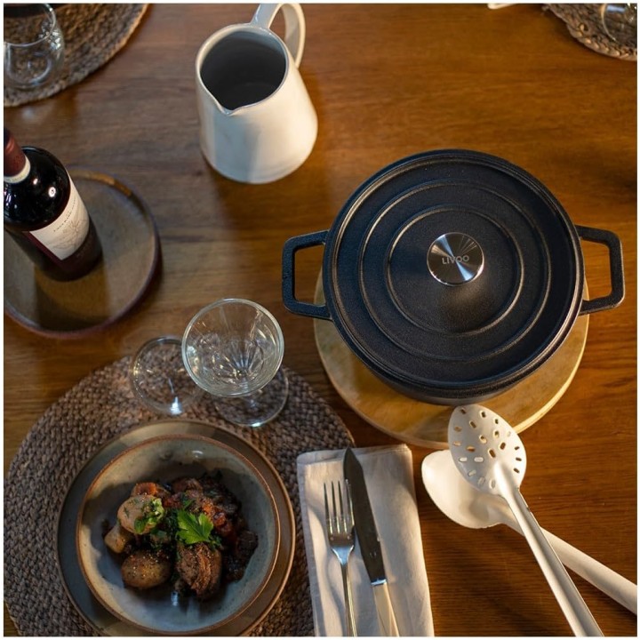 Faitout en fonte ronde 24 cm 4L tous feux noir Livoo