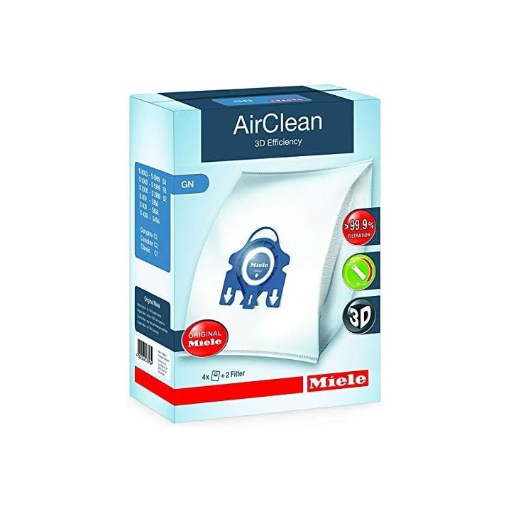 Sacs aspirateur Miele GN AirClean 3D Efficiency - Lot de 8 + filtres - Multi-compatibilité