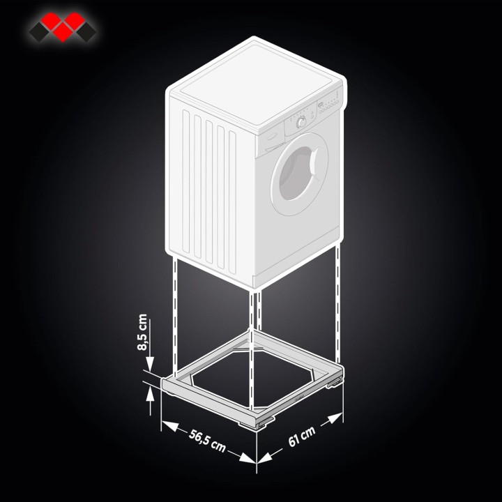 Support mobile anti-vibration pour lave-linge et sèche-linge 60x60/60x45 cm - noir