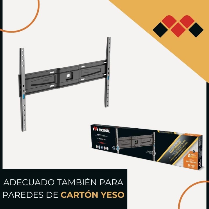 Support TV mural fixe Slimstyle Plus 600 S - 50 à 86 pouces - Fast Block - Meliconi