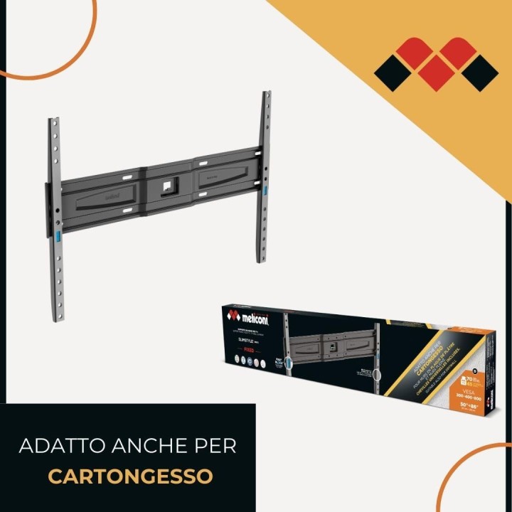 Support mural TV fixe Slimstyle Plus 600 S - 50 à 86 pouces VESA 300-600 Meliconi