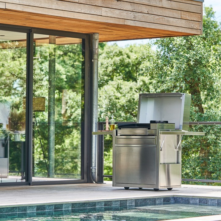 Chariot plancha Premium Forge Adour – Acier inoxydable – Tablettes rabattables