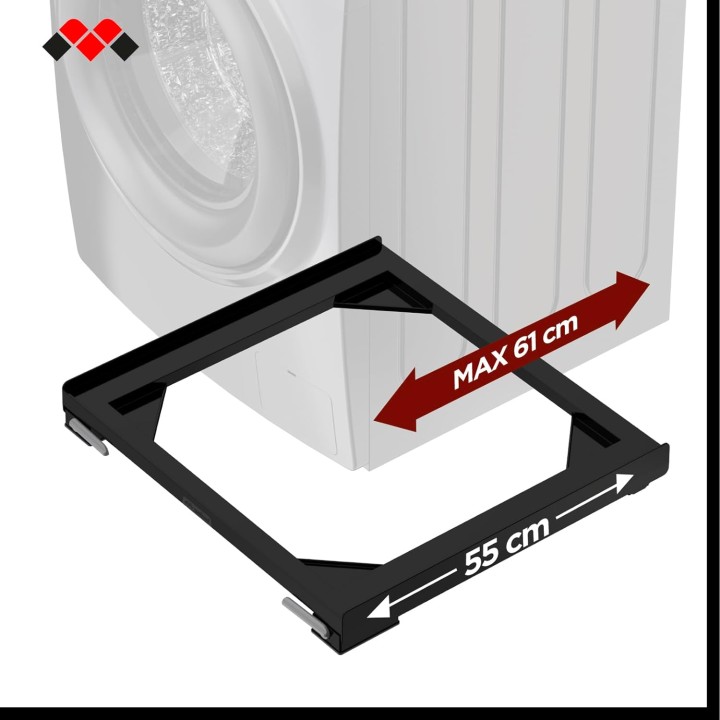 Support mobile anti-vibration pour lave-linge et sèche-linge 60x60/60x45 cm - noir