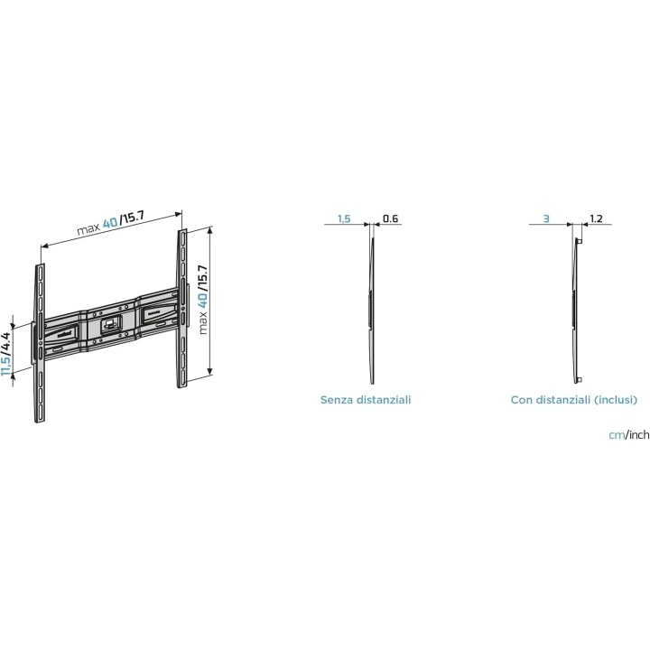 Support mural TV ultra-fin - Compatible 40-82'' VESA 200-400 - Charge 50 kg - Acier inoxydable