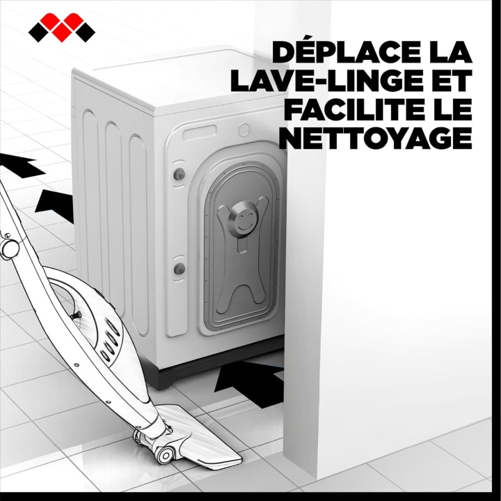 Support mobile anti-vibration pour lave-linge et sèche-linge 60x60/60x45 cm - noir