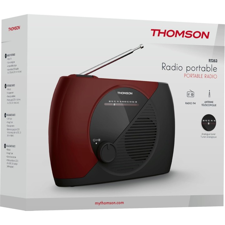 Radio portable FM analogique THOMSON RT353 - double alimentation - compacte - noir