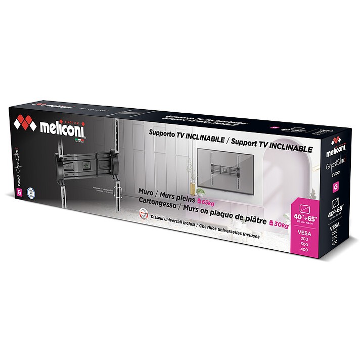 Support mural TV inclinable 40-65 pouces ultra fin - Meliconi GS T400 Plus CG