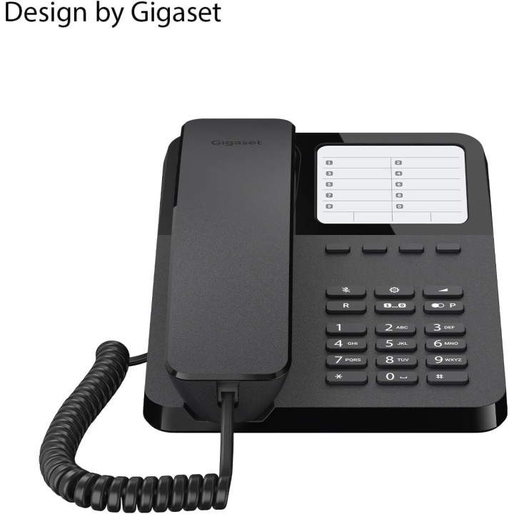 Téléphone filaire de bureau Gigaset Desk 400 - 10 mémoires - Montage mural - Noir