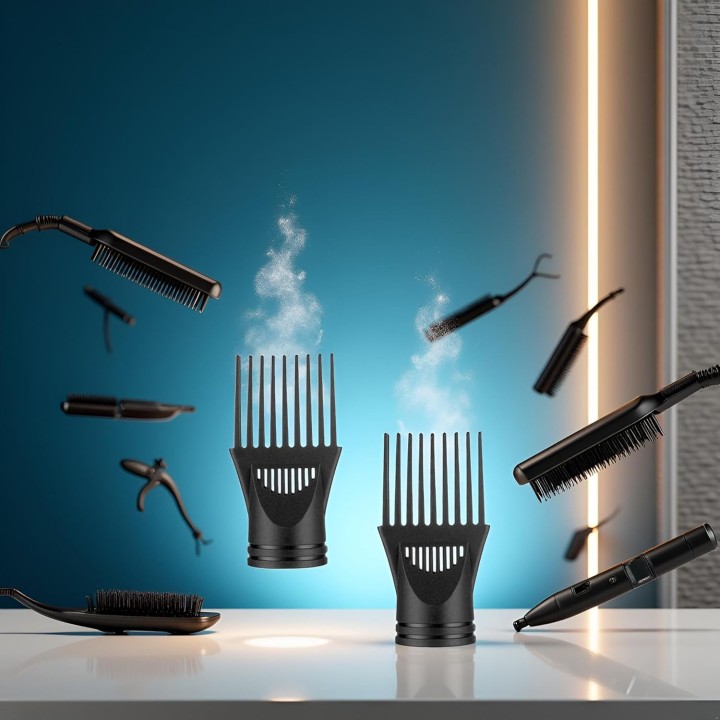 Peigne adaptateur universel pour sèche-cheveux - Lot de 2 - Noir - Professionnel