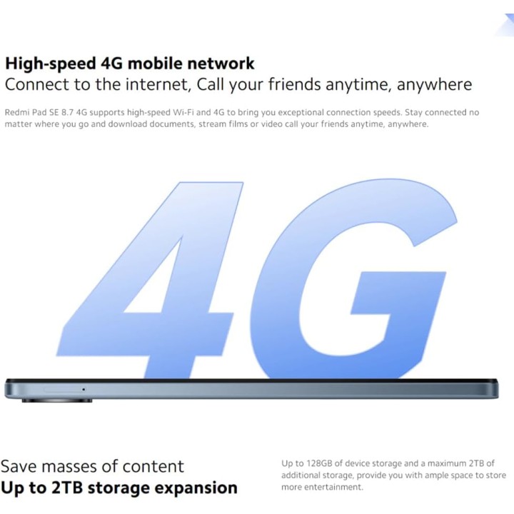 Tablette tactile XIAOMI Redmi Pad SE 8,7" - 128 Go - 6 Go RAM - Noir - Écran 90 Hz