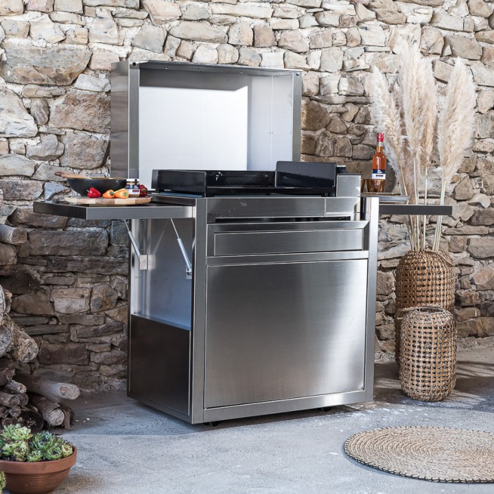 Chariot plancha Premium Forge Adour – Acier inoxydable – Tablettes rabattables