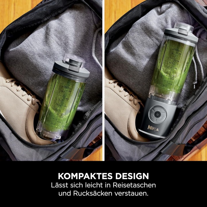 Blender portable Ninja Blast Max 570 ml - 3 modes, rechargeable USB, gris