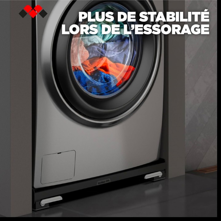 Support mobile anti-vibration pour lave-linge et sèche-linge 60x60/60x45 cm - noir