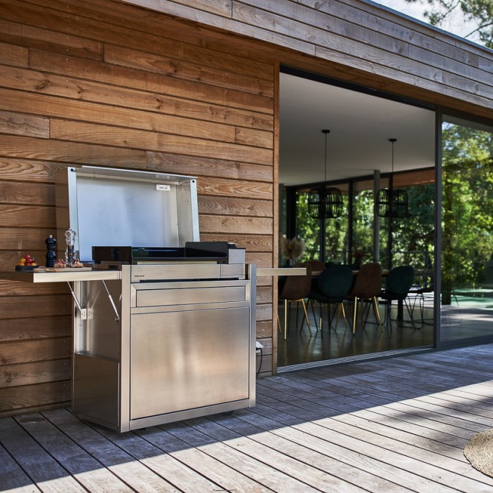 Chariot plancha Premium Forge Adour – Acier inoxydable – Tablettes rabattables