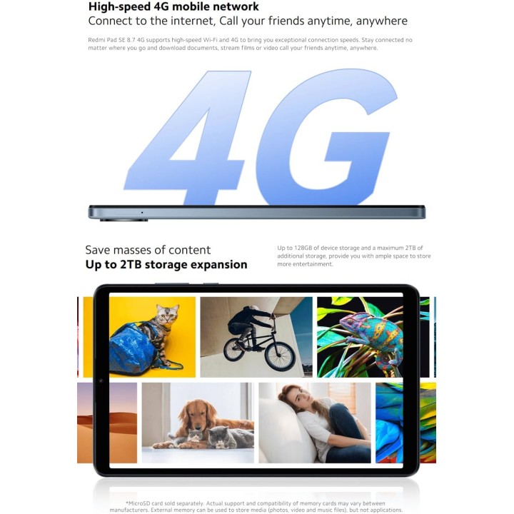 Tablette tactile XIAOMI Redmi Pad SE 8,7" - 128 Go - 6 Go RAM - Noir - Écran 90 Hz