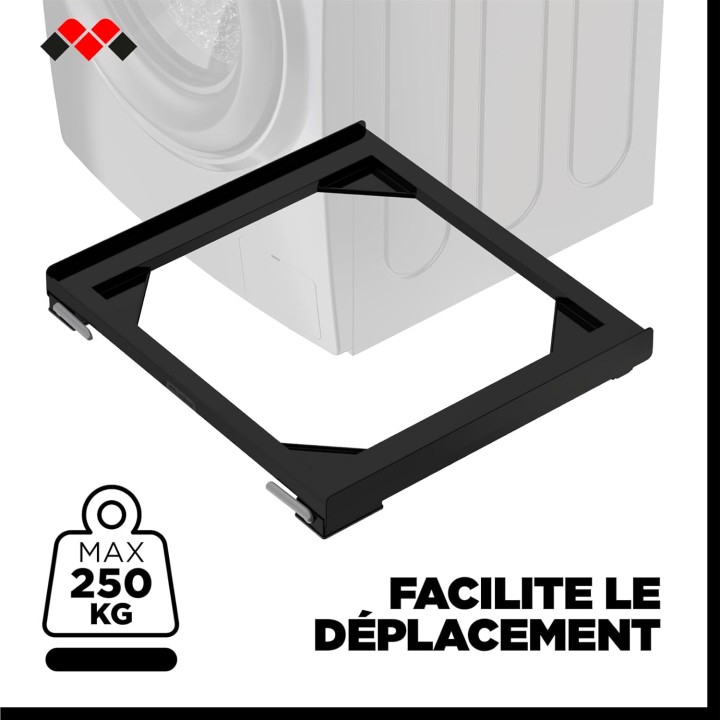 Support mobile anti-vibration pour lave-linge et sèche-linge 60x60/60x45 cm - noir